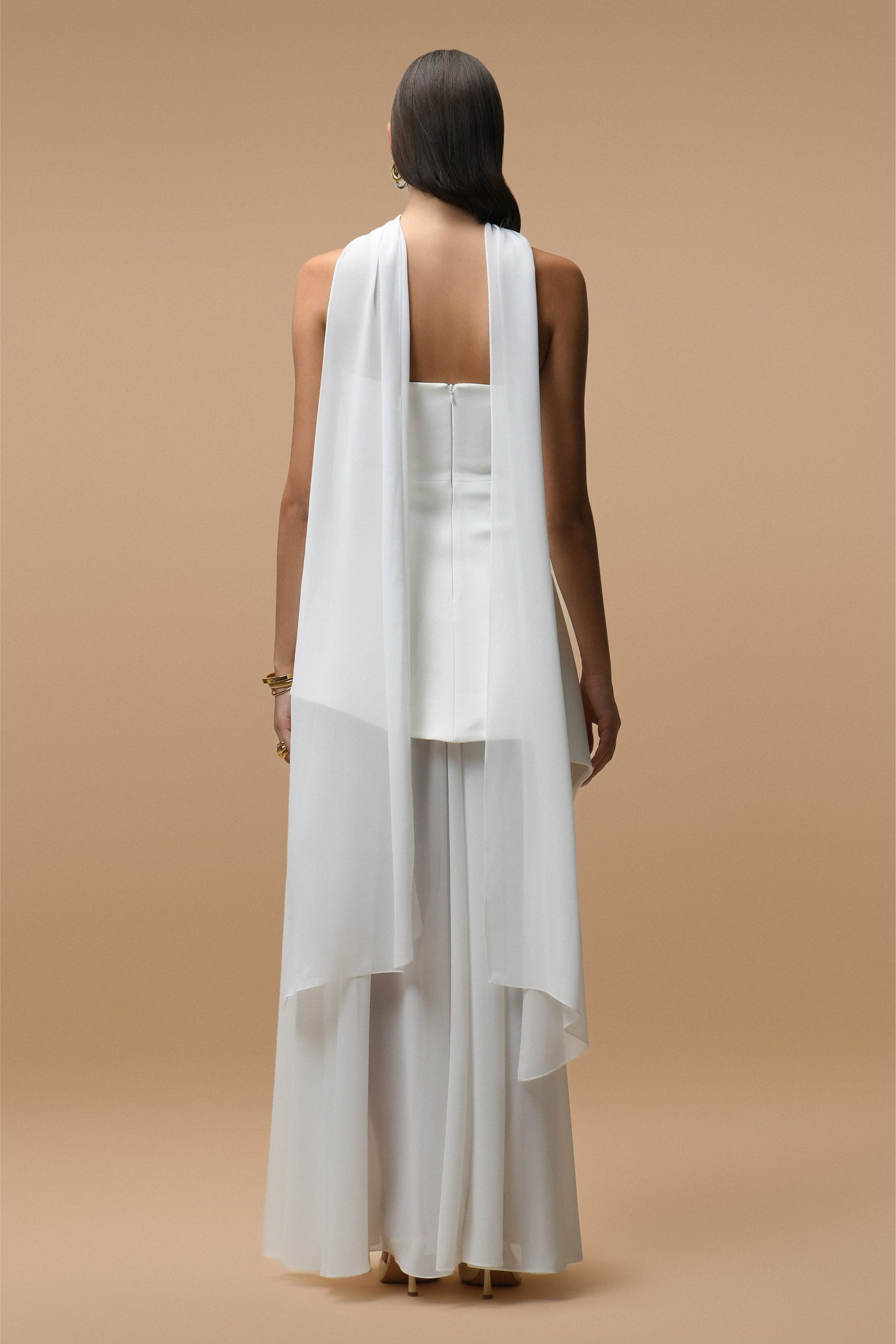 Robe Longue Elara Blanche - Bustier & Voile Transparent