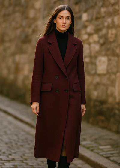 Manteau bordeaux premium – coupe structurée