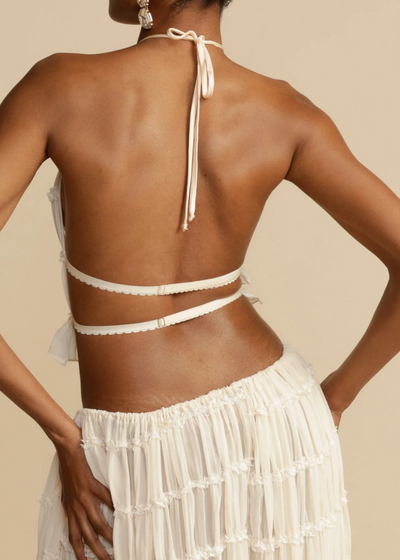 Ensemble Riviera – Silhouette Sculptée & Tulle Aérien - Abricot