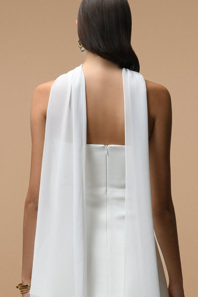 Robe Longue Elara Blanche - Bustier & Voile Transparent