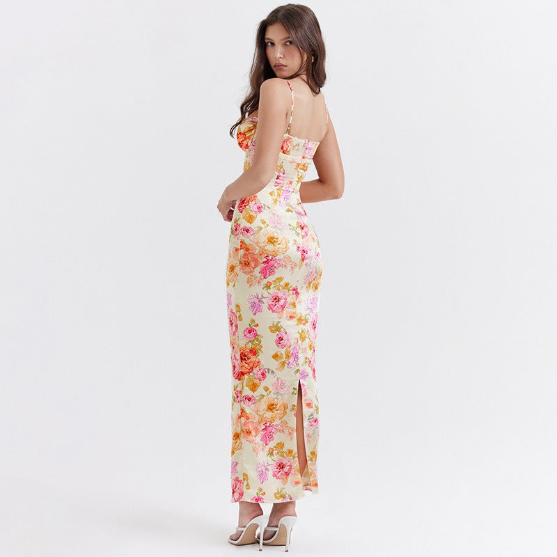 Robe Sabrina – Imprimé Floral Satiné