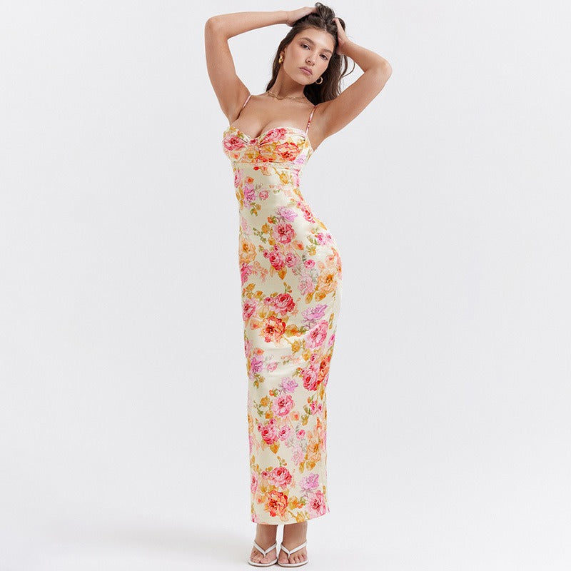 Robe Sabrina – Imprimé Floral Satiné