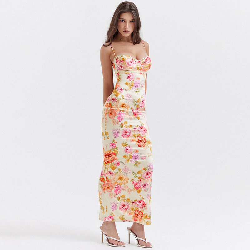 Robe Sabrina – Imprimé Floral Satiné